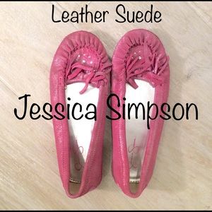Jessica Simpson PINK SUEDE MOCCASINS 3.5
